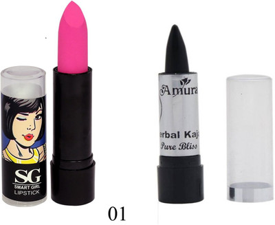 

Amura Smart Girl LipStick and Herbal Kajal Dry Pure Bliss Combo(Set of 2)