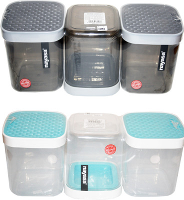 NAYASA Polypropylene Grocery Container  - 1000 ml(Pack of 2, Blue, Grey)
