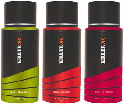 

Killer Scandalous,Obsession & Flirtatious Deo Deodorant Spray - For Men(100 g, Pack of 3)