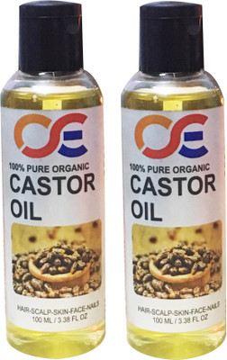 

OSE (Combo Pack Of 2) 100 Percent Pure Organic Cold Pressed Unrefined Virgin Castor Oil For Hair-Scalp-Skin-Face-Nails Hair Oil(100 ml)