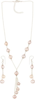 Pearlz Ocean Alloy Silver Pink Jewellery Set(Pack of 1)