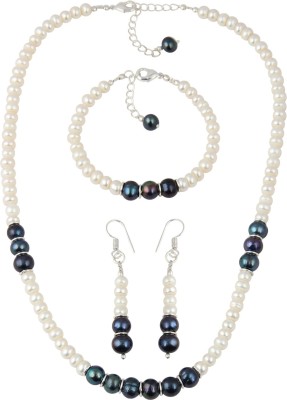 Pearlz Ocean Alloy Silver Blue, White, Black Jewellery Set(Pack of 1)