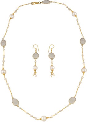 Pearlz Ocean Alloy Gold-plated White Jewellery Set(Pack of 1)