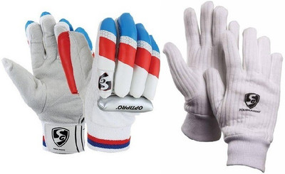 

SG Combo of two, one pair of 'Optipro' (Traditional) Batting Gloves and one pair of 'Tournament' Inner Gloves (Men's) (Color On Availability)- Cricket Kit