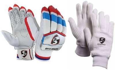 

SG combo Of two ,one Pair of 'Super Club' (Traditional) batting Gloves and one Pair of 'Tournament' Inner Gloves (Men's) (Color On Availability)- Cricket Kit