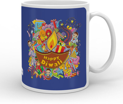 

Indigifts 81 Ceramic Mug(330 ml), Blue
