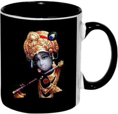 

Ashvah Krishna Ceramic Mug(350 ml), Black