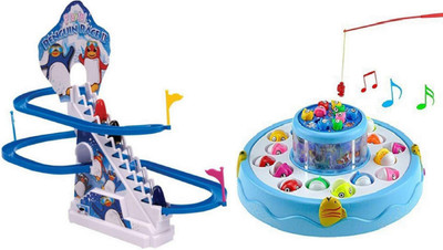 

AM Enterprises Musical Fish Catching Game with Penguin Race Track for kids(Multicolor)