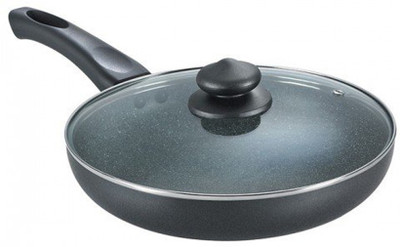 

Prestige Omega Fry Pan 28 cm diameter with Lid(Aluminium, Non-stick, Induction Bottom), Black