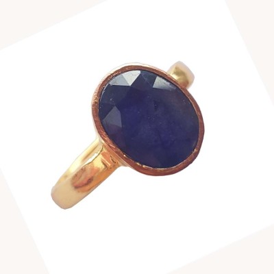 RS JEWELLERS RS JEWELLERS Gemstones 5.64 Ratti Natural Certified BLUE SAPPHIRE neelam Gemstone Panchdhatu Ring , Birthstone Astrology Ring Metal Sapphire Gold Plated Ring