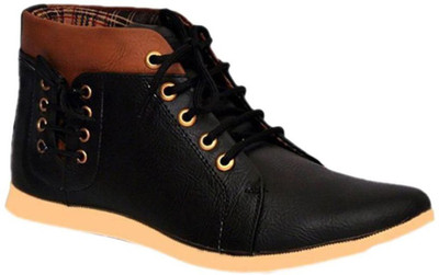 

NYN Men's Black Synthetic Leather High Ankle Casual Shoes Casuals For Men(Black