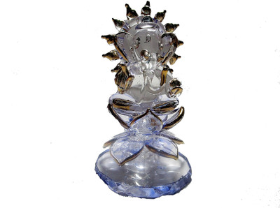 

MYEBIZSTORE LOTUS SET ON THE GANESH CRYSTAL Decorative Showpiece - 8 cm(Crystal, Clear)