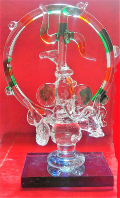 

MYEBIZSTORE swasthik circle ganesh crystal Decorative Showpiece - 8 cm(Crystal, Multicolor)