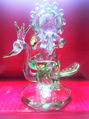 

MYEBIZTORE Mor ganesh crystal Decorative Showpiece - 8 cm(Crystal, Multicolor)
