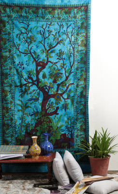 

Rajrang Living Room Cotton Mandala Tapestry(Blue)