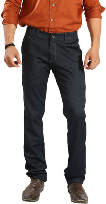 AWACK Slim Fit Men Dark Blue Trousers