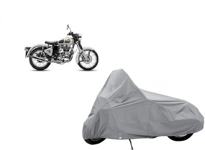 Auto Age Two Wheeler Cover for Royal Enfield(Classic 500, Silver)