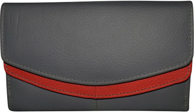 

Style 98 Women Grey, Red Genuine Leather Wallet(11 Card Slots)