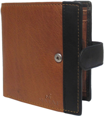 

MAtAF Men Tan Genuine Leather Wallet(10 Card Slots)