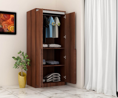 

Crystal Furnitech Dylan Engineered Wood 2 Door Wardrobe(Finish Color - Walnut + Dream white)