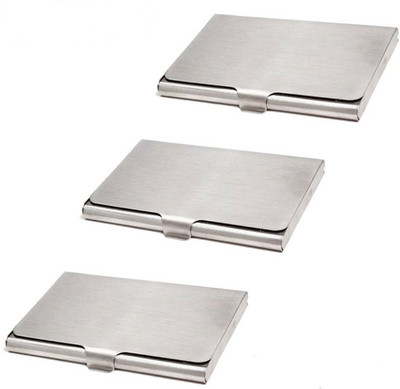 

MS Traders 10 Card Holder(Set of 3, Silver)