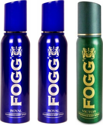 

Fogg 2 Royal and 1 Victor Deodorant Combo Pack of 3 Body Spray - For Men(360 ml, Pack of 3)