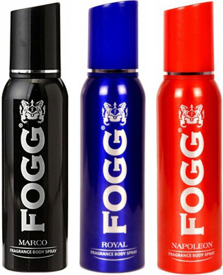 

Fogg 1 Marco and 1 Royal and 1 Napoleon Deodorant Combo Pack of 3 Body Spray - For Men(360 ml, Pack of 3)