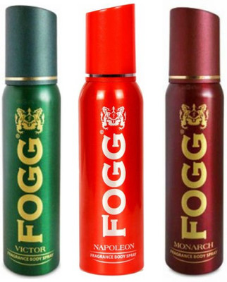 

Fogg 1 Victor and 1 Napoleon and 1 Monarch Deodorant Combo Pack of 3 Body Spray - For Men(360 ml, Pack of 3)