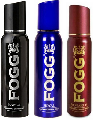 

Fogg 1 Marco and 1 Royal and 1 Monarch Deodorant Combo Pack of 3 Body Spray - For Men(360 ml, Pack of 3)