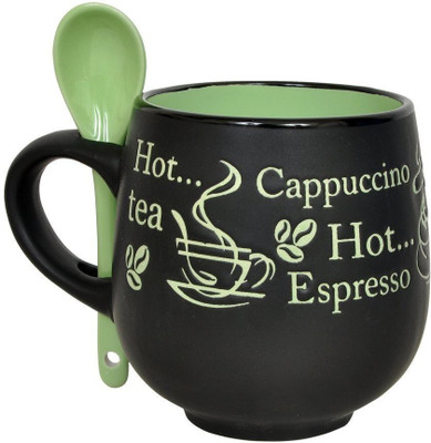 

clouds Tableware Coffee Spoon Gifts Pack Bone China Mug(350 ml), Black