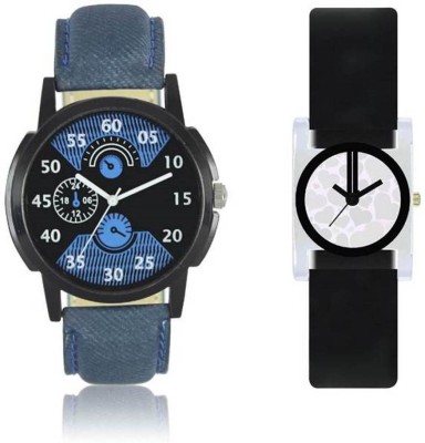 FASHION POOL LOREM & VALENTIME COUPLE COMBO MOST STYLISH FULL BLUE ROUND DIAL BLACK COLOR RECTANGLE DIAL WATERMARK DIAL BLACK GRAPHICS PROFESSIONAL & CASUAL WEAR WATCH MOST STYLISH WATCH FOR FESTIVAL SPECIAL Watch  - For Boys & Girls   Watches  (FASHION POOL)