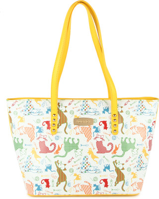 

Aubrey Yellow Kitten Print Tote Handbag Shoulder Bag(Yellow, 5 L)