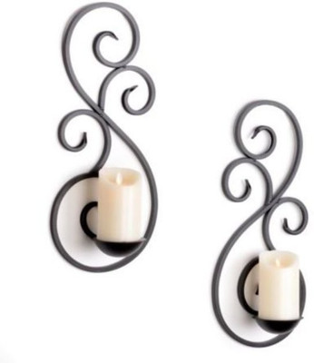 

Collectible India Unique Scrolled Metal Wall sconces Tealight Candle Holders ( Set of 2 ) Iron 2 - Cup Candle Holder Set(Black, Pack of 2)