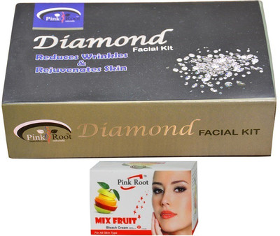 

Pink Root Diamond Facial Kit, Mix Fruit Bleach Cream(Set of 2)