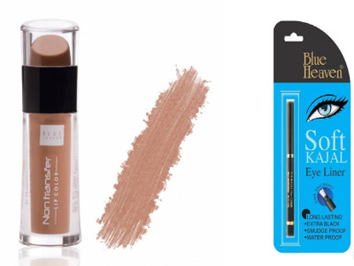 

Blue Heaven Non Transfer Lip Color - Nude Lips with soft kajal black(Set of 2)