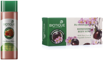 

Biotique Honey Water Clarifying Toner With Himalayan Waters 120 Ml (pack of 1) And Himalayan Plum Refreshing Body Soap 150 gm (Pack of 3)(Set of 2)