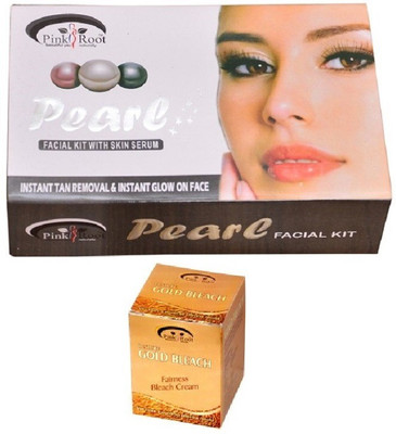 

Pink Root Pearl Facial Kit, Gold Bleach Cream(Set of 2)