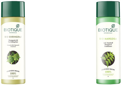 

Biotique Bhringraj Fresh Growth Therapeutic Oil for Falling hair-200 ml and Margosa Anti-Dandruff Shampoo & Conditioner-190 ml(Set of 2)