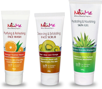 NeuMe Skin Care Combo1 ( Face Wash + Face Scrub + Skin Gel)(Set of 3)
