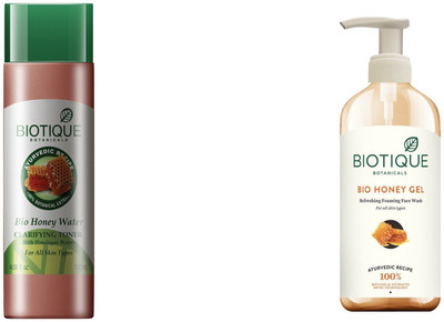 

Biotique Honey Water Clarifying Toner with Himalayan Waters for All Skin Types-120ml and Honey Gel Refreshing Foaming Face Wash-300ml(Set of 1)