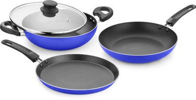 

HOTSUN AMIGO 4 PCS HEAVY NON STICK COOKWARE SET Induction Bottom Cookware Set(Aluminium, 4 - Piece), Blue