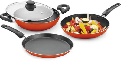 

HOTSUN AMIGO HEAVY 4 PCS NON STICK SET Induction Bottom Cookware Set(Aluminium, 4 - Piece), Red