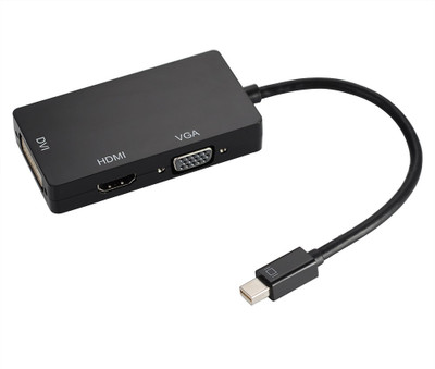 microware 3 in 1 Mini DisplayPort Cable Thunderbolt to HDMI/DVI/VGA for Surface Pro Pro 2 3 0.1 m DVI Cable Compatible with Computer, Black microwar