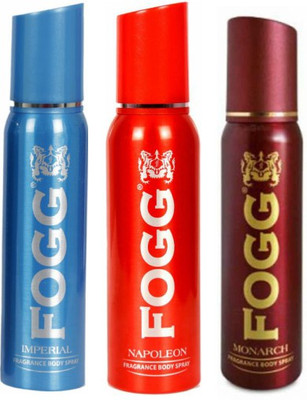 

Fogg 1 Imperial and 1 Napoleon and 1 Monarch Deodorant Combo Pack of 3 Body Spray - For Men(360 ml, Pack of 3)