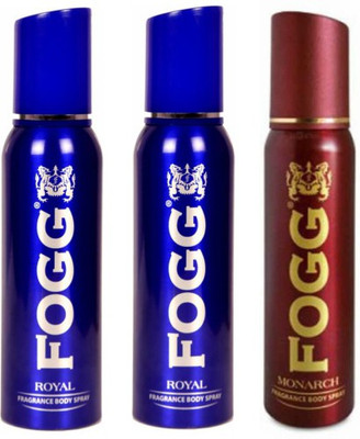 

Fogg 2 Royal and 1 Monarch Deodorant Combo Pack of 3 Body Spray - For Men(360 ml, Pack of 3)