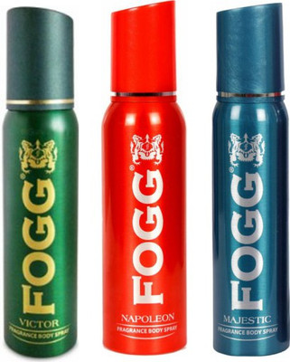 

Fogg 1 Victor and 1 Napoleon and 1 Majestic Deodorant Combo Pack of 3 Body Spray - For Men(360 ml, Pack of 3)