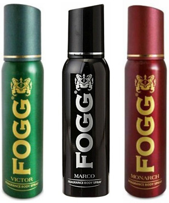

Fogg 1 Victor and 1 Marco and 1 Monarch Deodorant Combo Pack of 3 Body Spray - For Men(360 ml, Pack of 3)