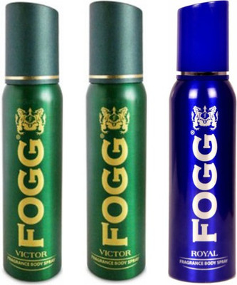 

Fogg 2 Victor and 1 Royal Deodorant Combo Pack of 3 Body Spray - For Men(360 ml, Pack of 3)
