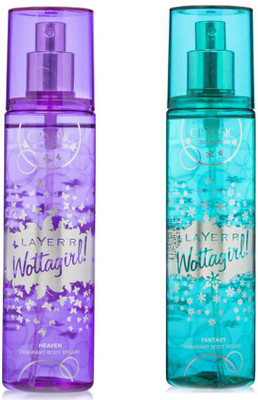 

LAYERR WOTTAGIRL FANTASY FRAGRANT BODY SPLASH + WOTTAGIRL HEAVEN FRAGRANT BODY SPLASH Body Spray - For Women(135 ml, Pack of 2)