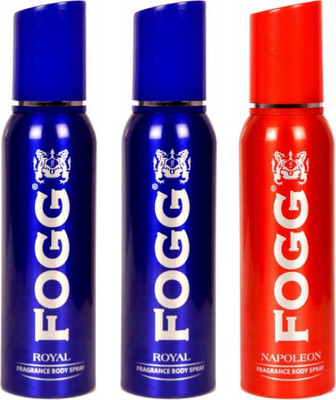 

Fogg 2 Royal and 1 Napoleon Deodorant Combo Pack of 3 Body Spray - For Men(360 ml, Pack of 3)